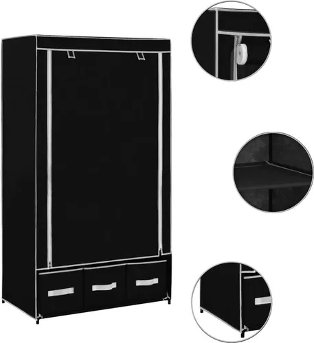 vidaXL Kleiderschrank mit 3 Schubladen - Kleiderschrank aus langlebigem Vliesstoff, faltbar und platzsparend. Ideal für Schlafzimmer und Kinderzimmer, schützt Ihre Kleidung vor Staub und Schmutz.