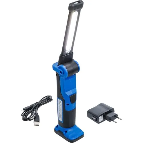 BGS Akku-Knicklampe COB-LED 5W - Akku-Leuchte mit dimmbarer COB LED-Technik, klappbarem Lampenkopf und bis zu 8 Stunden Betriebsdauer. Ideal für flexible Beleuchtung in Werkstatt oder Outdoor.