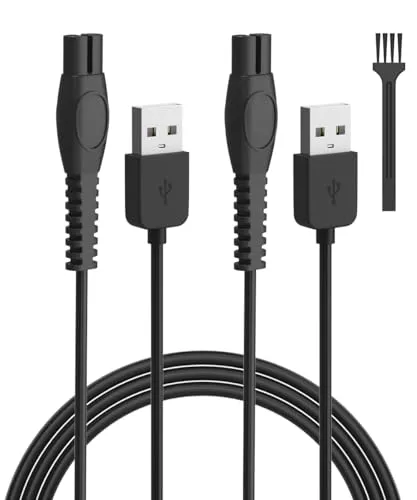 2-Pack 5V Ladegerät QP2724 QP2834 USB Ladekabel für Philips Norelco Rasierer One Blade QP1324 QP2824 QP4530 QP4631 MG5910 MG7910 MG7930 MG7950 X3001 MG9510 MG9520 X5006 Shaver 2400 2600 Lader Kabel