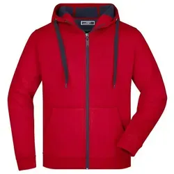 Kapuzen Sweatjacke Doubleface JN355 - James & Nicholson Red/Carbon XL - Funktionsjacke mit sportlichem Design, ideal für Outdoor-Aktivitäten. Hochwertiges Material sorgt für perfekten Tragekomfort und ist in verschiedenen Farben sowie Größen S-3XL erhältlich.