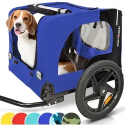 Hundeanhänger für Fahrrad Hunde Fahrradanhänger inkl. Fahne und Gurt klappbar Rot Sand Minzgrün Violettblau Militärblau Farbe: Violettblau - Violett