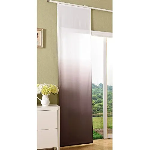 Gardinenbox Flächenvorhang Blickdicht Farbverlauf mit Paneelwagen und Beschwerungsstange Microsatin Microfaser, 245x60, Braun, 85425