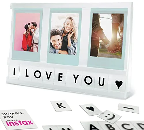 Elil Instax-Rahmen für Fujifilm Instax Mini-Filmzubehör, Acrylrahmen für den Schreibtisch, Instax-Bildanzeige mit personalisierter Nachricht, kompatibel mit Instax Mini, Instax Square und Wide Instax