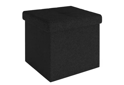 INTIRILIFE Faltbare Sitzhocker in Piano SCHWARZ - Stilvolle Hocker mit Stauraum, multifunktional als Sitzgelegenheit und Aufbewahrungsbox, stabil und elegant im modernen Design.