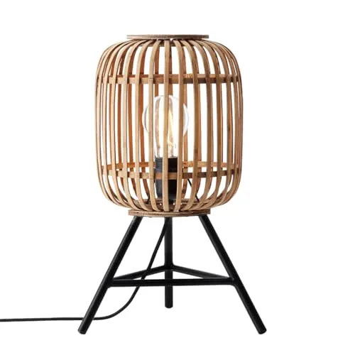BRILLIANT Woodrow Tischleuchte hellbraun - Tischlampe aus Metall/Bambus mit praktischem Schnurzwischenschalter, ideal für energiesparende LED-Leuchtmittel. Schafft eine gemütliche Atmosphäre in jedem Raum.