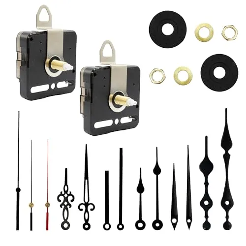 MMOBIEL 22-teiliges Ersatzteil-Set mit hohem Drehmoment für DIY Wanduhren, Set mit 12 Uhrzeigern und 2 Motoren, 25 mm Welle