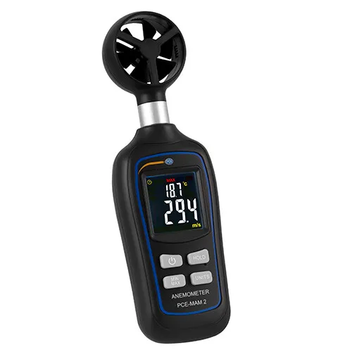 PCE Anemometer MAM 2 - Präzises Windmessgerät mit Thermometer - Windmesser und Anemometer mit Maßbereichen bis 30 m/s, integriertem Thermometer und robustem Gehäuse. Ideal für Outdoor-Aktivitäten wie Surfen und Segeln.