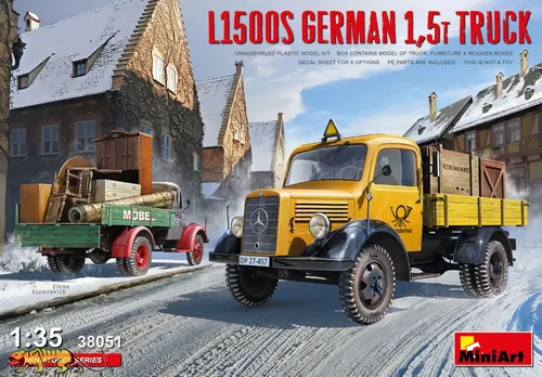 MINIART 38051 Militärmodell Mercedes L1500S Deutsch 1,5T Truck 1/35 - Militärmodell Bausatz, detailgetreu und ideal für Modellbau-Enthusiasten und Sammler.