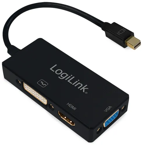 LOGILINK Mini-DisplayPort-Adapter CV0109: Vielseitiger Adapter für DVI, HDMI und VGA - Monitor-AV-Kabel & -Adapter, ideal für die Verbindung von Mini-DisplayPort Geräten mit verschiedenen Displays und Projektoren.