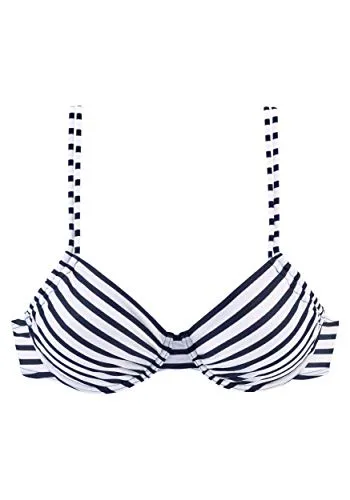 LASCANA Bügel-Top - 42F - Bikinioberteil für Damen, stilvolles Marine-Weiß Gestreift mit optimalem Halt für einen perfekten Sitz beim Schwimmen.