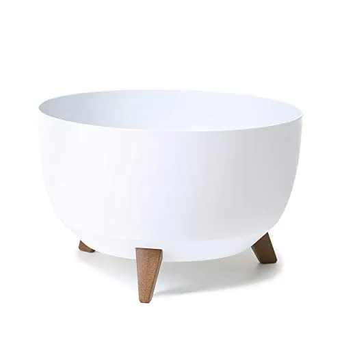 botle Blumentopf mit Füßen aus Kunststoff, Schüssel Rund mit Einsatz, Farbe (weiß, D 40 cm x H 25 cm)