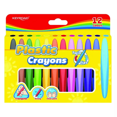 Kredki Keyroad woskowe Twin Tips trójkątne 12 kolorów Keyroad 6941288708339