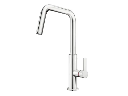 Systemceram OFFEO Chrom Hochdruckarmatur mit 360° Schwenkbereich - Hochwertige Armatur mit elegantem Chrom-Finish und flexiblem Festauslauf für maximalen Komfort in der Küche.