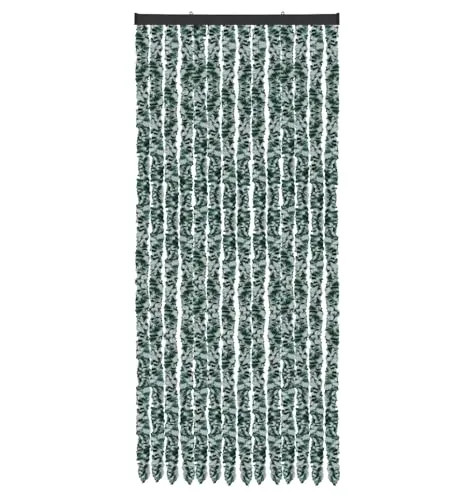 Arsvita Flauschvorhang Türvorhang (56x185 cm) in Meliert Dunkelgrün-Weiß als Insektenschutz für Balkon, Terrasse oder Wohnmobil, Wohnwagen, Pavillon