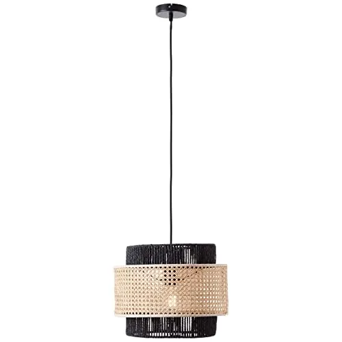 Brilliant Pendelleuchte Arles - Stilvolle Hängelampe in Schwarz-Rattan - Hochwertige Pendelleuchte für Indoor mit höhenverstellbarem Design. Ideal für moderne Wohnräume, ohne Leuchtmittel, E27 Fassung, dimmbar über Wanddimmer.