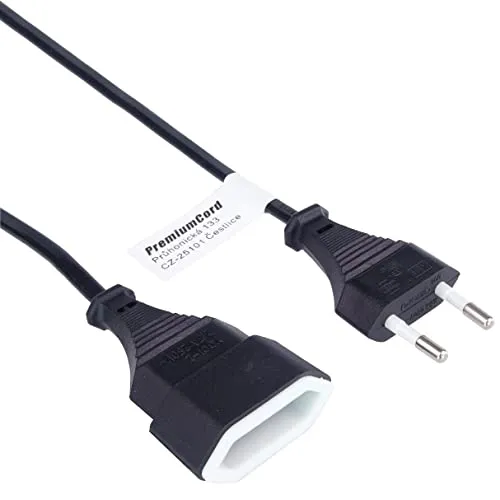 PremiumCord kpsm3 Verlängerungskabel 230V 3m, Euro-Verlängerung mit Eurostecker und Buchse, Stromkabelverlängerung für 230V, Stecker auf Buchse, Farbe schwarz