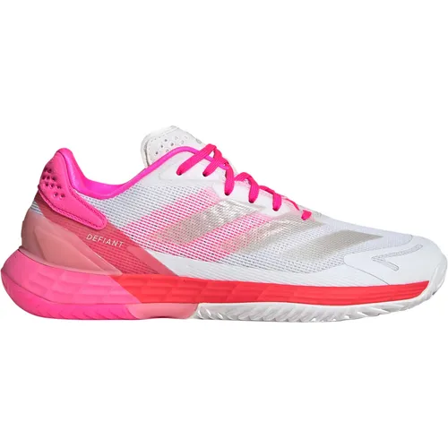 adidas Defiant Speed 2 W Tennisschuhe Damen - ftwr white-champagne met-lucid pink, Größe 39 1/3 - Tennisschuhe mit Lightstrike-Zwischensohle für reaktionsfreudige Dämpfung und Geschwindigkeit; atmungsaktives Mesh-Obermaterial für optimalen Komfort und Atmungsaktivität.