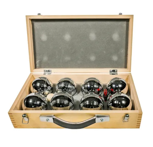 Divit Halter Boule Set im Holzkoffer - 8 Kugeln und Zielkugel - Boule Set für Anfänger im Traditionssport, inkl. 8 Kugeln und Schweinchen Zielkugel. Ideal für Garten oder Park, im praktischen Holzkoffer für einfachen Transport.