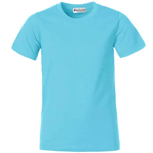 dressforfun 901032 Kinder T-Shirt, Basic Shirt mit Rundhalsausschnitt, Baumwolle - Diverse Farben und Größen - (Hellblau | 128 | Nr. 304362)