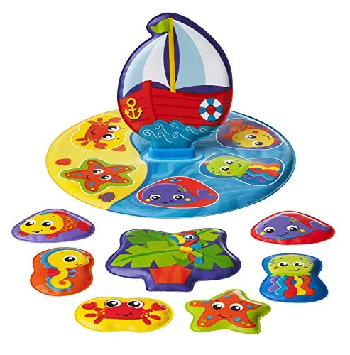 Playgro Badepuzzle, 9-teilig, Mit bunten Tiermotiven, Ab 6 Monaten, BPA-frei, Größe: 25 x 25 cm, Floaty Boat Bath Puzzle, Bunt, 40172