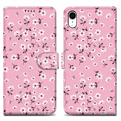 Cadorabo Hülle kompatibel mit Apple iPhone XR Handyhülle ausim Muster Design Premium Kunst Leder Flip Klappbare Stoßfeste Magnetische [Standfunktion] Case Hülle für iPhone XR in Rosa