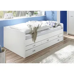 Mid.you Ausziehbett in Weiß, 120x200 cm mit Stauraum