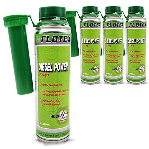 Flotex Diesel Power, 4 x 250ml Additiv Kraftstoffsystemzusatz für alle Dieselmotoren