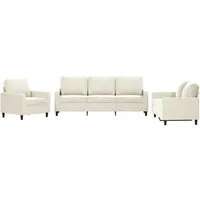 vidaXL 3-teilige Sofagarnitur mit Kissen - Gartenmöbel im eleganten Creme Samt, bietet perfekten Komfort und Stil für entspannte Stunden im Freien.