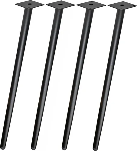 Möbelbeine Schräg H: 65cm - Schrankfuß Metall Schwarz - Tischbeine aus robustem Stahl, 65 cm hoch, mit mattschwarzer Oberfläche und praktischen Bodenschonern. Ideal für individuelle Möbelgestaltungen.