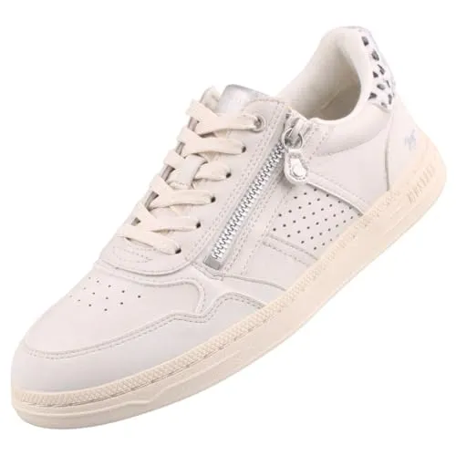 MUSTANG Damen Sneaker Ice EU 38 - Stylische Damen-Sneaker aus Kunstleder mit trendigem Leoparden-Einsatz, komfortables Textil-Innenfutter und praktischem Reißverschluss.