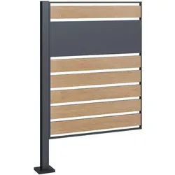 ESTEXO Mülltonnenverkleidung 120 cm - Flexibler Sichtschutz - Mülltonnenbox und Sichtschutz in einem, vielseitig erweiterbar und aus pulverbeschichtetem Stahl in edler Holzoptik (Anthrazit RAL 7016). Perfekt für Ihren Garten!