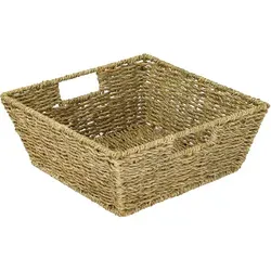 HMF Geschenkkorb leer, Aufbewahrungskorb geflochten aus Seegras, Rechteckig, 30 x 30 x 12 cm