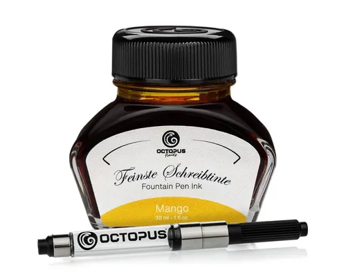 OCTOPUS Fluids Füllhaltertinte, Schreibtinte Mango 30ml mit Konverter Tintenglas (Set, 0-tlg)
