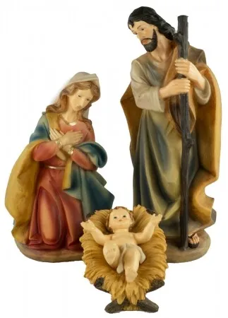 Große Krippenfiguren Heilige Familie 4-tlg. – 40 cm - Krippenfiguren für Erwachsene, handbemalt und klassisch gestaltet, ideal für eine festliche Weihnachtsdekoration.
