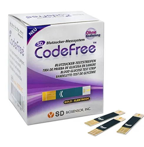 SD CodeFree Blutzuckerteststreifen 50 Stück, Teststreifen Blutzucker Sparpackung zur Diabetes-Messung (Zucker-Krankheit) zur Kontrolle