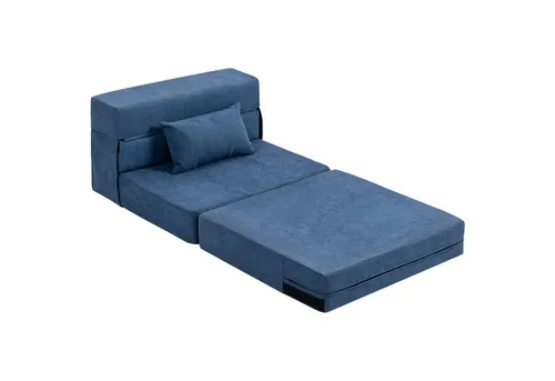 MC Star Schlafsofa 3 in 1 Schlafsessel – Dunkelblau - Multifunktionales Schlafsofa mit klappbarer Bettfunktion, ideal für kleine Räume. Der elegante Flanellstoff sorgt für ein angenehmes Sitzgefühl, während das extra Kissen zusätzlichen Komfort bietet. Perfekt für Wohnzimmer oder Gästezimmer.