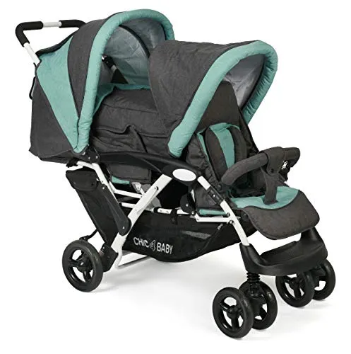 CHIC 4 BABY - Geschwisterwagen DUO mit Tragetasche und Regenschutz - Robuster Geschwisterwagen für zwei Kinder, ausgestattet mit geräumiger Tragetasche und 4-fach gefedertem Gestell für optimalen Fahrkomfort.
