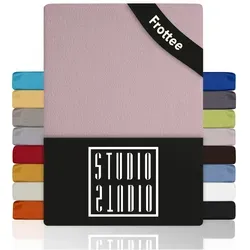 STUDIO Spannbettlaken Frottee, viele Größen, Baumwolle, weich & kuschelig, OEKO-TEX 100, Baumwolle, Frottee, Gummizug: rundum, (1 Stück), 180x200 cm Bettlaken Spannbetttuch bis 25 cm Höhe - Puder rosa 180 cm x 200 cm