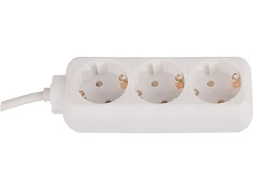 3-fach Steckdose Zuleitung: 3 mtr. Farbe: weiß