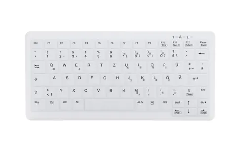 Active Key AK-C4110F Hygiene-Tastatur - Medizinische USB-Tastatur im Notebook-Design, ideal für hygienische Anwendungen in Kliniken und Praxen, wischdesinfizierbar und robust.