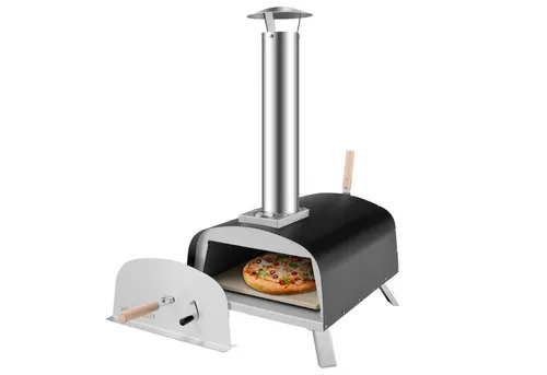 GOPLUS Pizzaofen Outdoor mit 33 cm Pizzastein - Outdoor-Grill für köstliche Pizza und mehr, heizt in nur 5 Minuten auf 450°C für perfekte Ergebnisse in 30-40 Sekunden. Ideal für Camping und Gartenpartys!