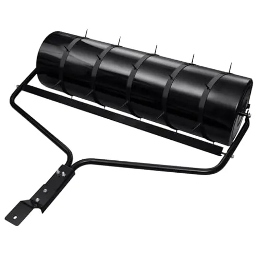 vidaXL Rasenwalze mit Rasenlüfter 63 L - Schwarz - Kultivatoren & Pflüger mit 5 Stachelbändern zur Belüftung für einen gesunden Rasen; robust aus Eisen, einfach zu lagern und zu transportieren.