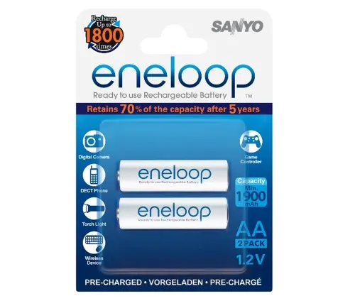 SANYO eneloop AA Readyto Use MignonNI-MH Akku HR-3UTGB-2BP (1900 mAh, 2er Pack)