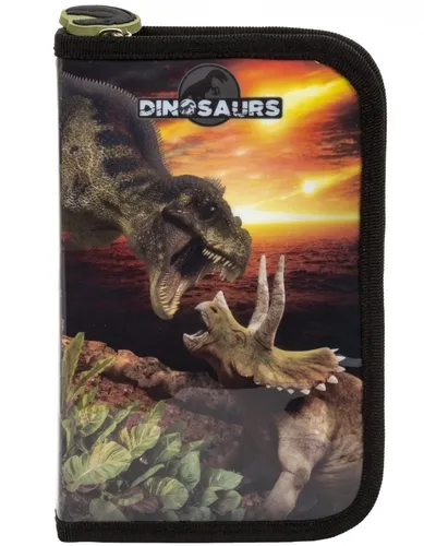 Einzelnes zweiflügeliges Federmäppchen Derform Dinosaurier