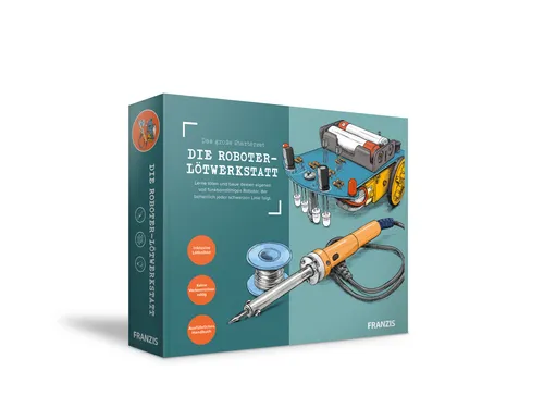 FRANZIS 67189 - Das große Starterset, Roboter-Lötwerkstatt für Einsteiger, inkl. Lötkolben und bebildertem Handbuch