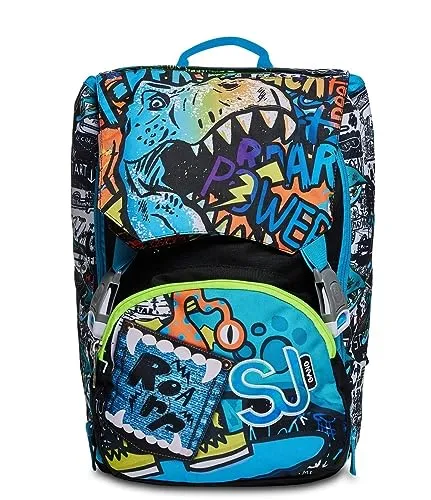 SJ STYLE JAM GANG Rucksack, Schulranzen für Grundschule, ab 1. Klasse, Erweiterbar, Extra Volumen, Mädchen und Jungen, mehrfarbig