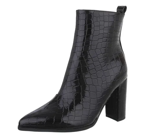 Ital-Design Elegante Stiefeletten mit Blockabsatz für Damen High-Heel-Stiefelette (89852909) Blockabsatz Stiefeletten in Schwarz