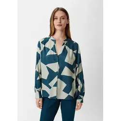 comma Langarmbluse Bluse Bluse mit Tunika-Ausschnitt blau 40 EU