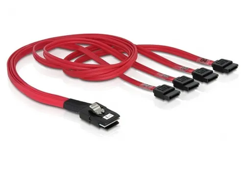 DeLOCK Cable mini SAS 36pin to 4x SATA SCSI-Kabel Rot 0,5 m 83057