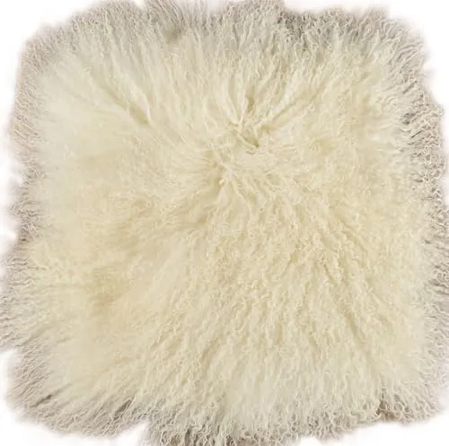 Tibet Lammfell Sitzauflage 40 x 40 cm in weiß von Kuhfelle Online & Nomad